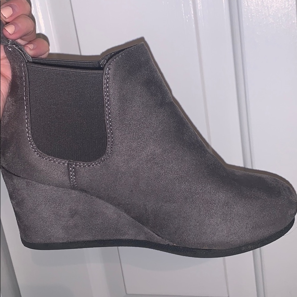 Grey suede booties